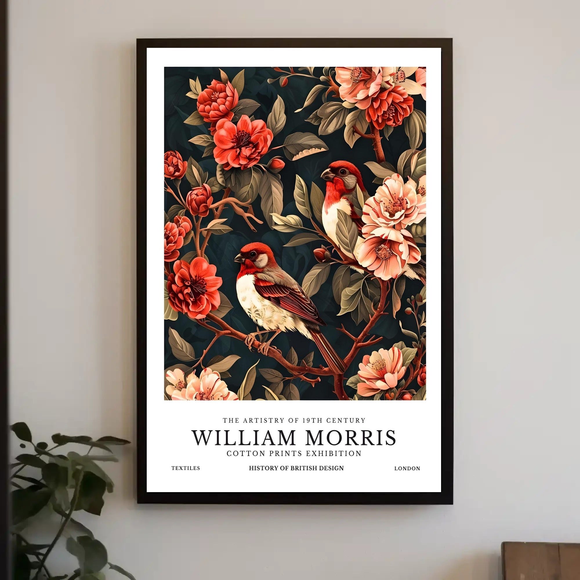 William Morris-Inspired Vintage Floral Illustration Cultural Poster