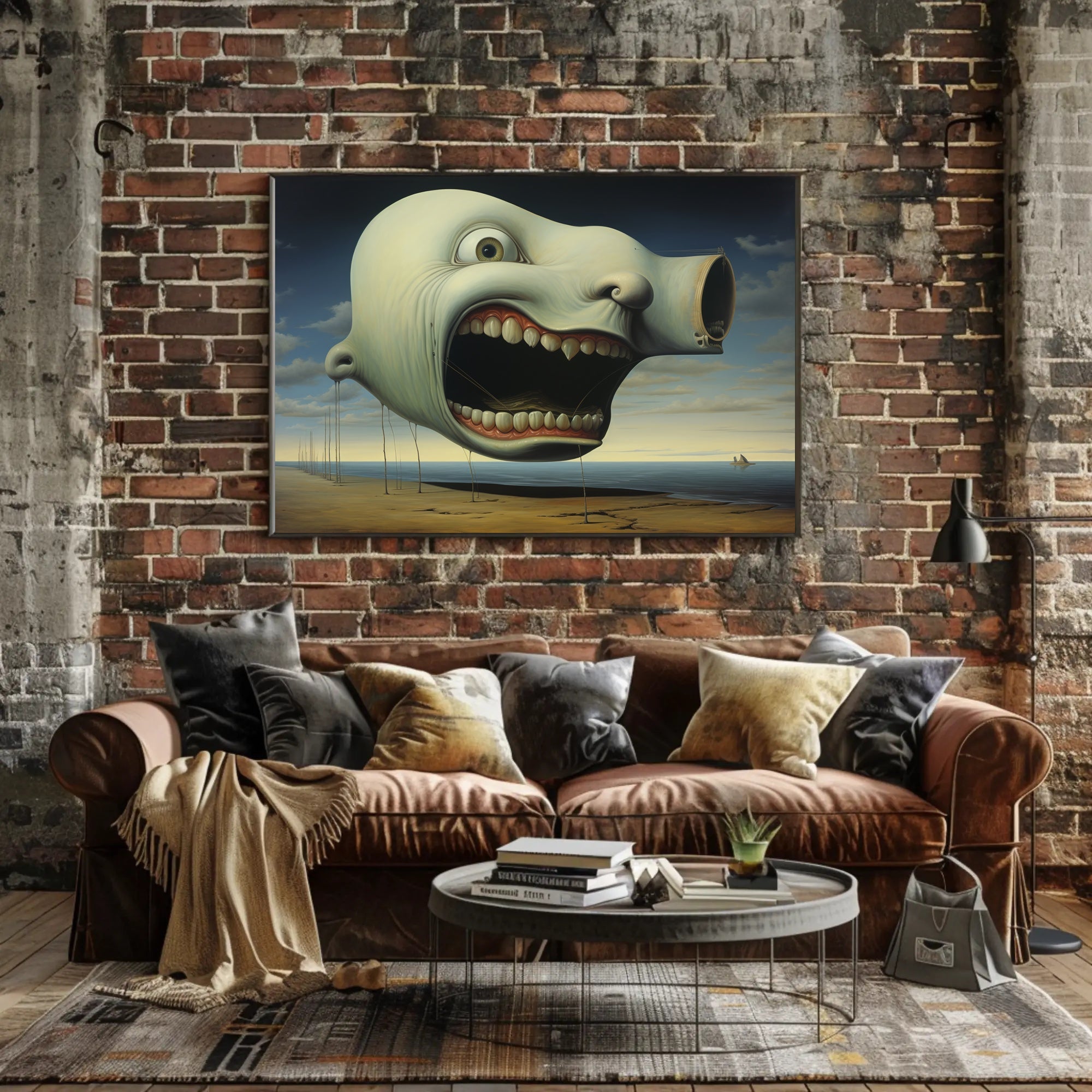 Surreal Floating Head Seaside Abstract Artistic Poster