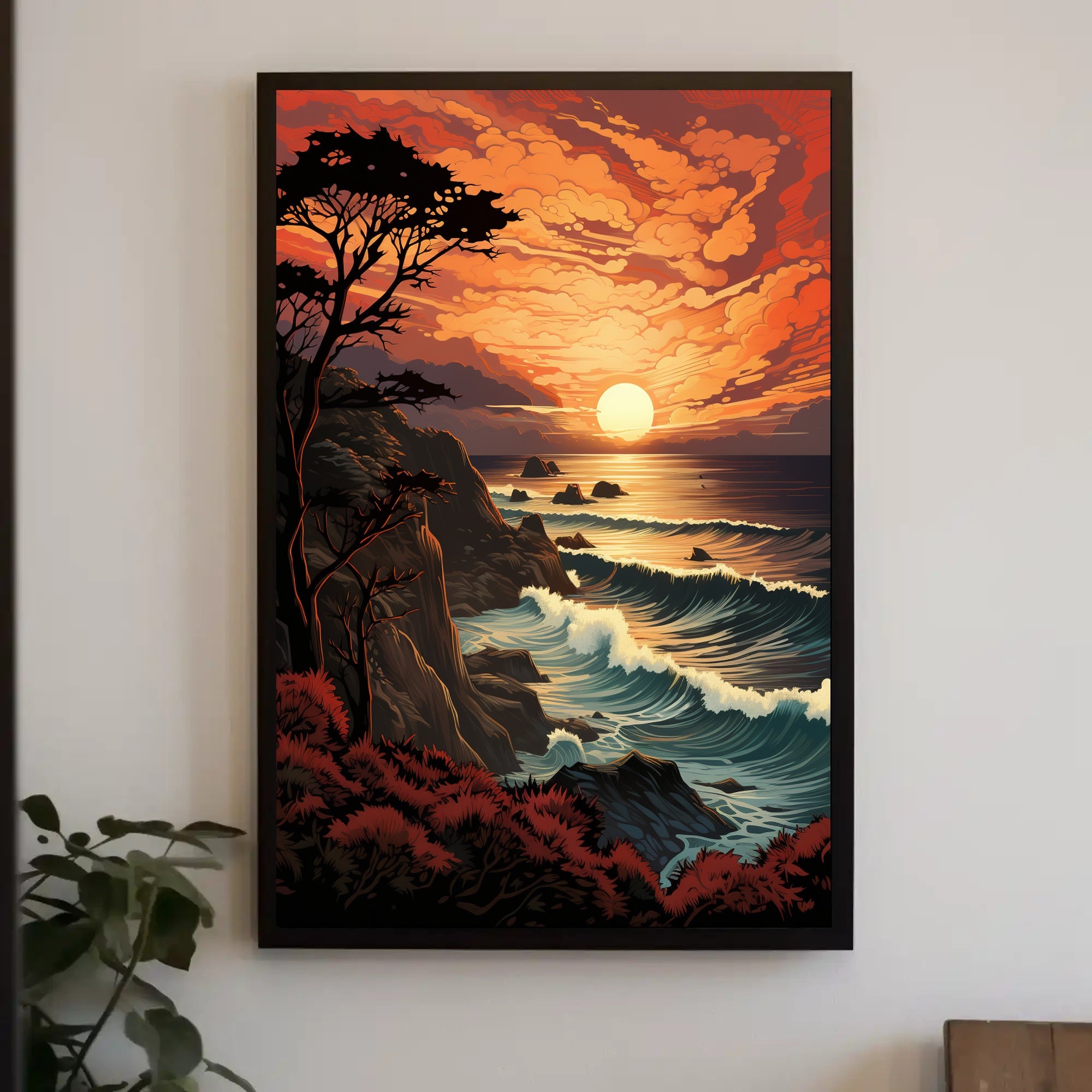 Sunset Over The Ocean Poster