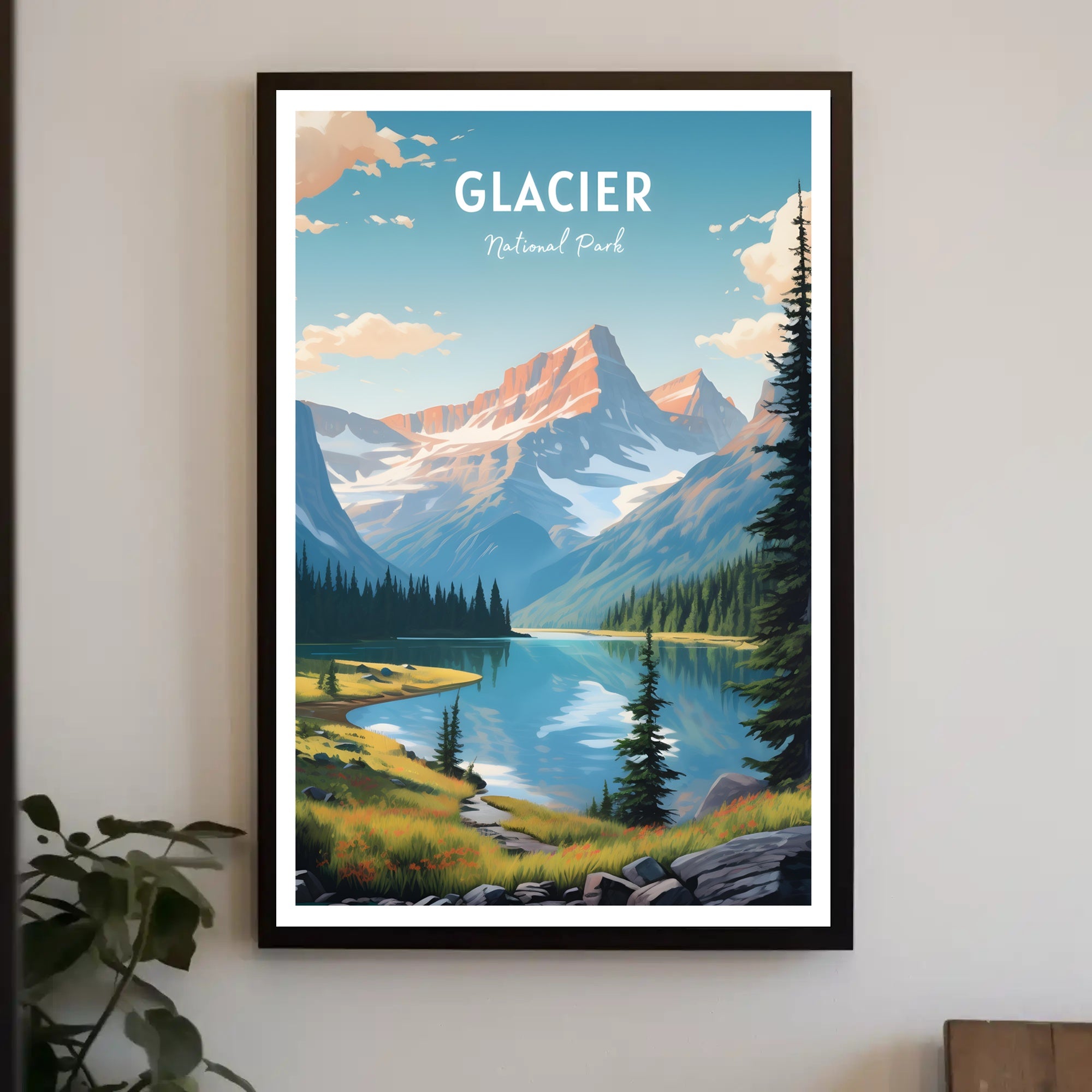 Glacier National Park Travel Poster Vintage Print
