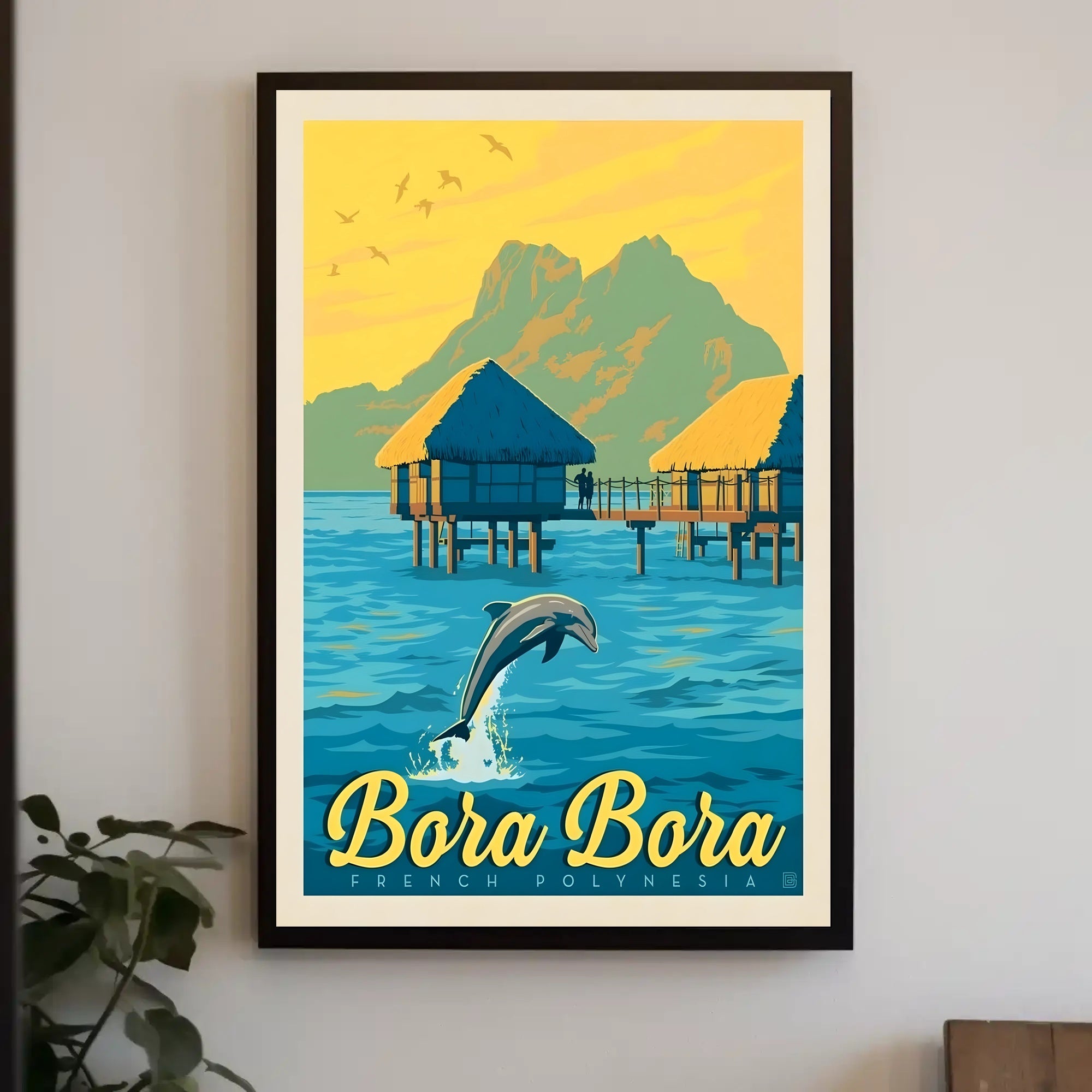 Bora Bora Overwater Bungalow Vintage Travel Poster PosterGoat