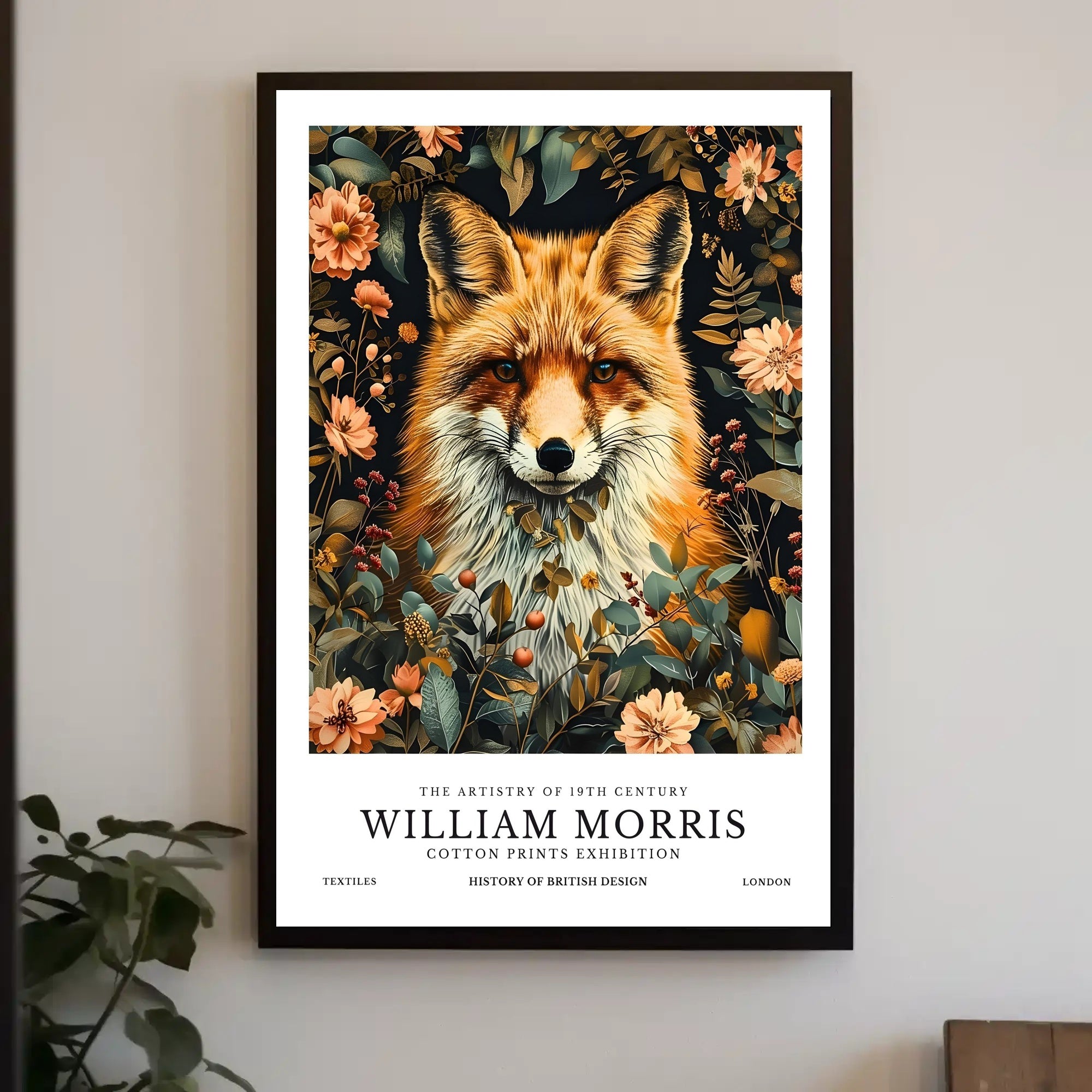 Fox in Floral Elegance: Artistic Poster