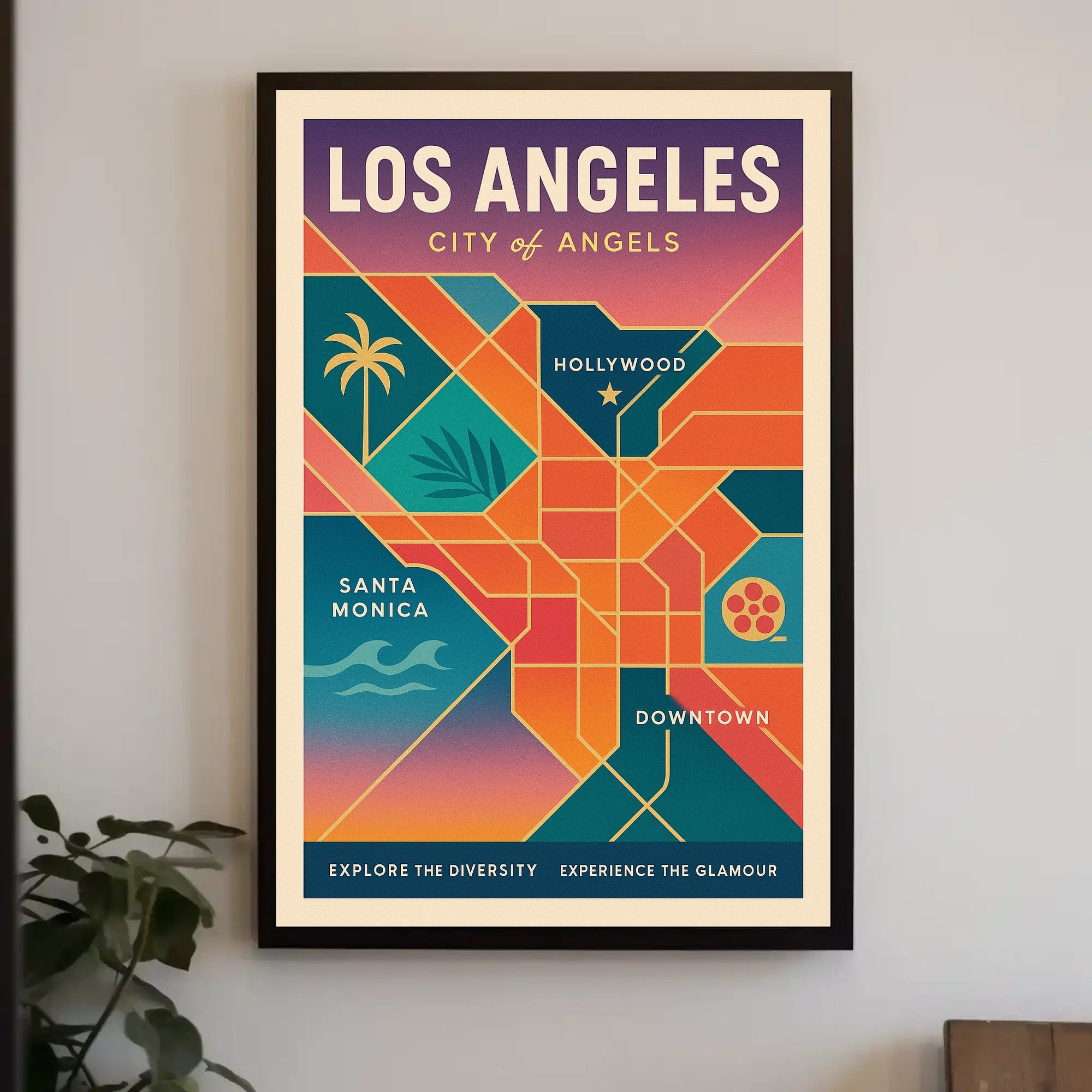 Los Angeles Retro Glamour Travel Poster PosterGoat