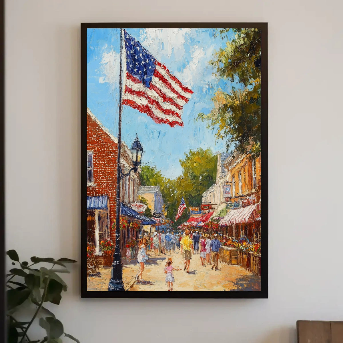 Classic American Town Square City Street Scene Poster