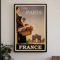 Vintage Paris Flower Girl Romance Travel Poster