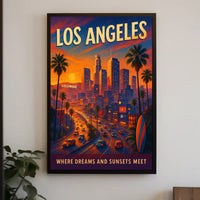 Los Angeles Sunset Cityscape Urban or Cityscape Poster