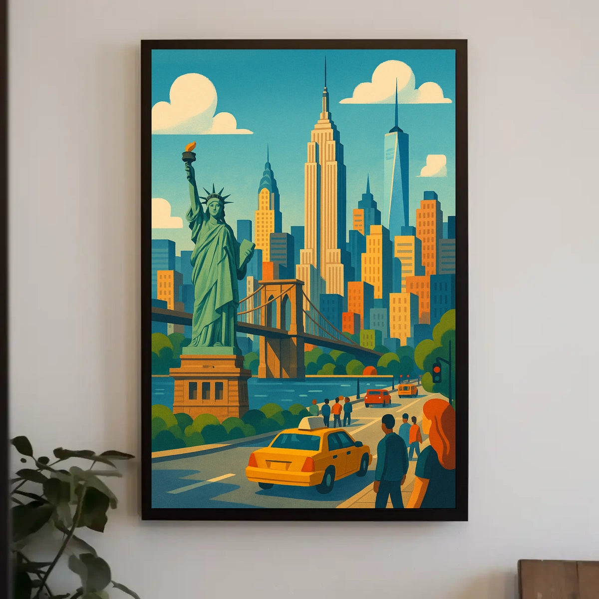 New York City Skyline And Bridges Poster Retro Wall Art