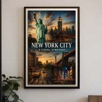 New York City Iconic Landmarks Poster Modern Wall Art