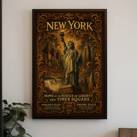 New York City Landmarks And Towers Poster Vintage Wall Art