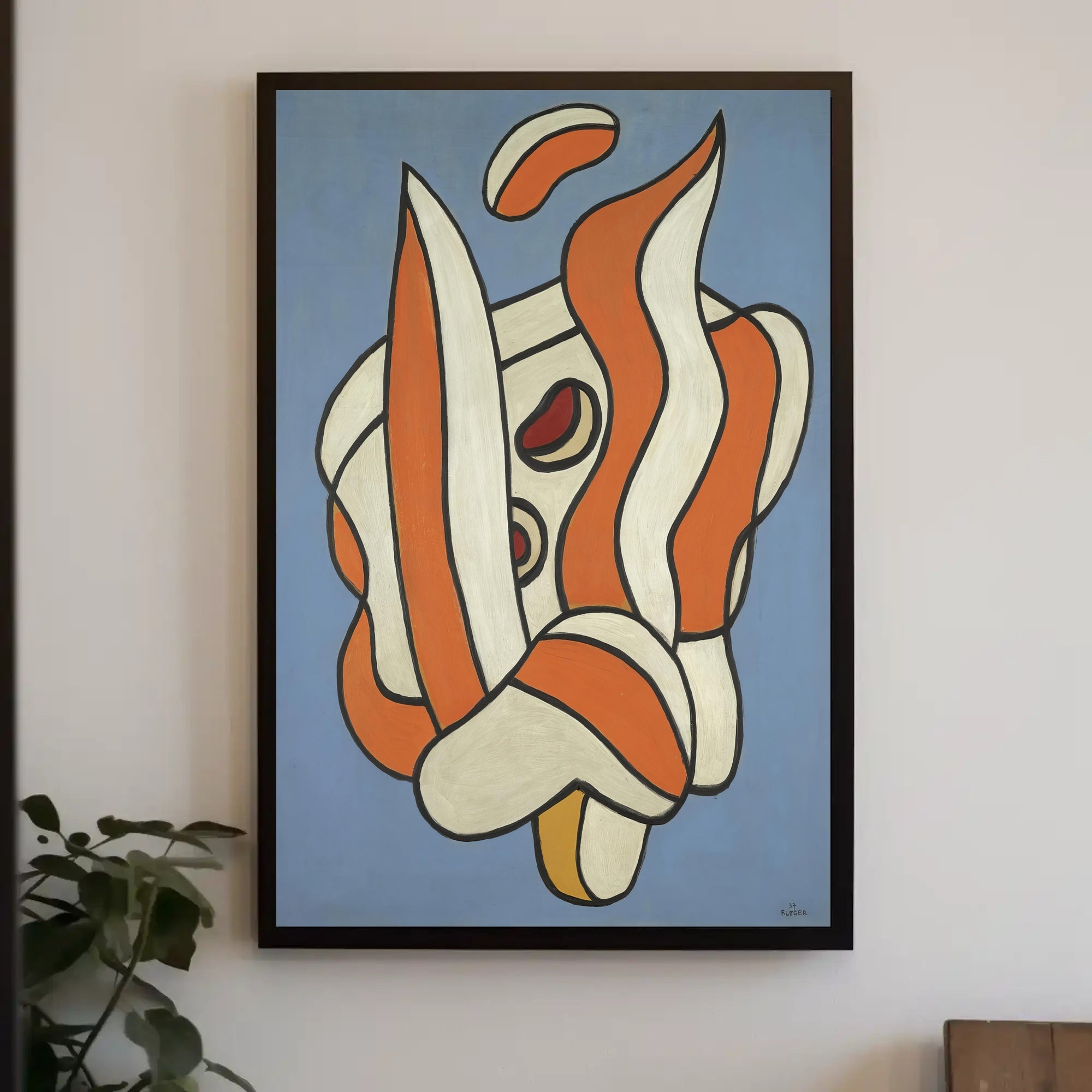 Abstract Shapes on Blue Poster