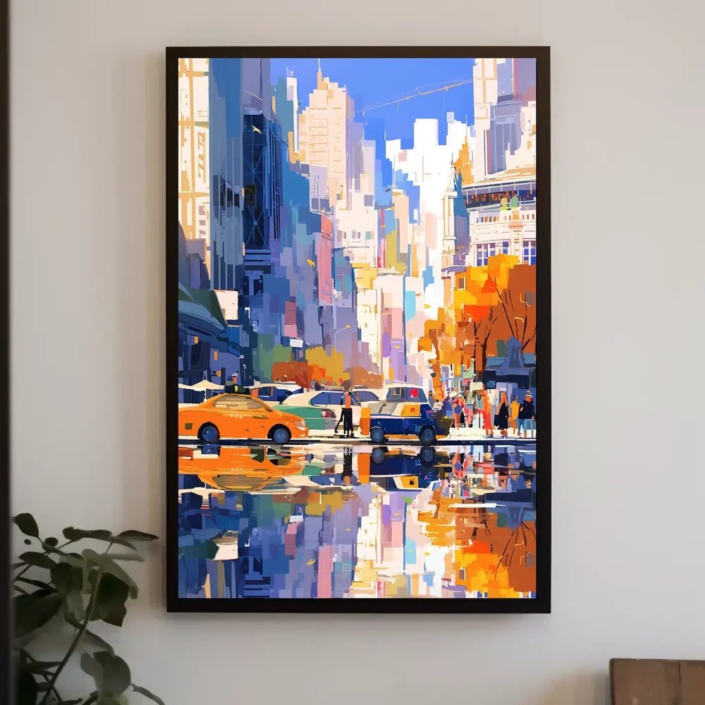 Vibrant Urban Cityscape Poster: Modern Artistic Style