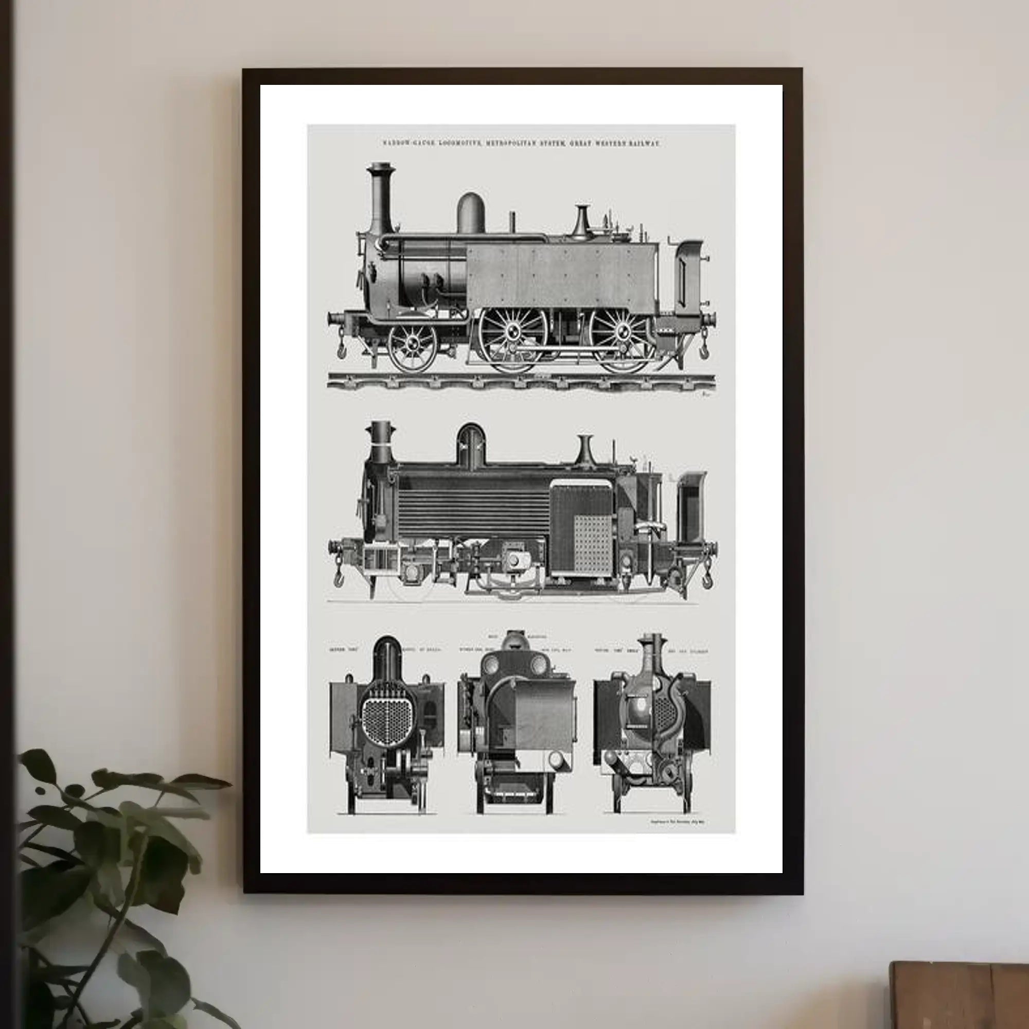 Vintage Locomotive Blueprint Poster PosterGoat