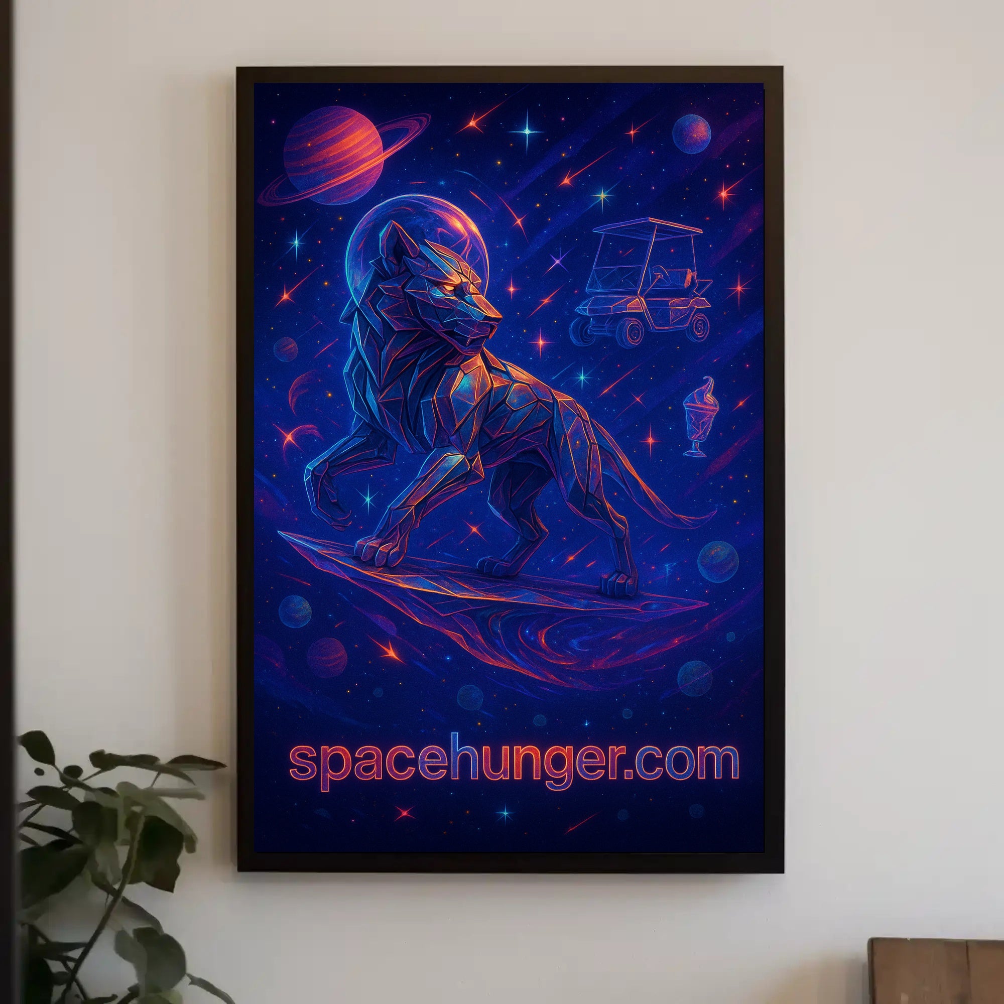 Futuristic Cosmic Wolf Travel Poster Wall Art Print