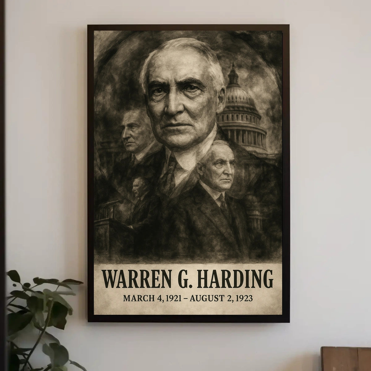 Warren G. Harding 29th President of the United States Double Exposure Poster