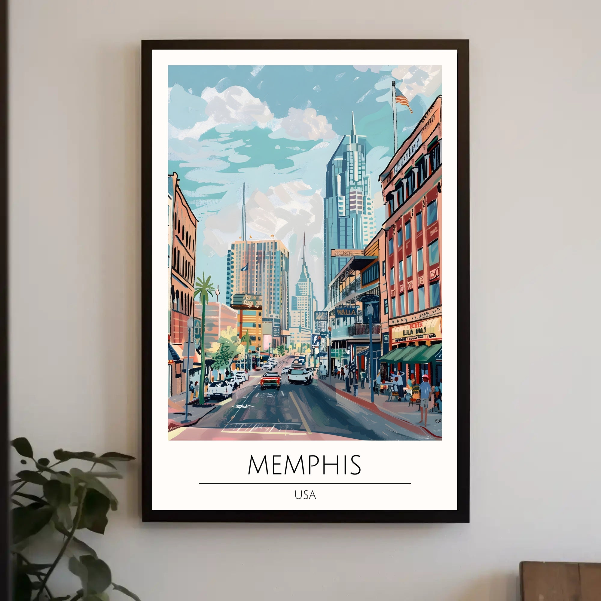Memphis Cityscape Poster PosterGoat