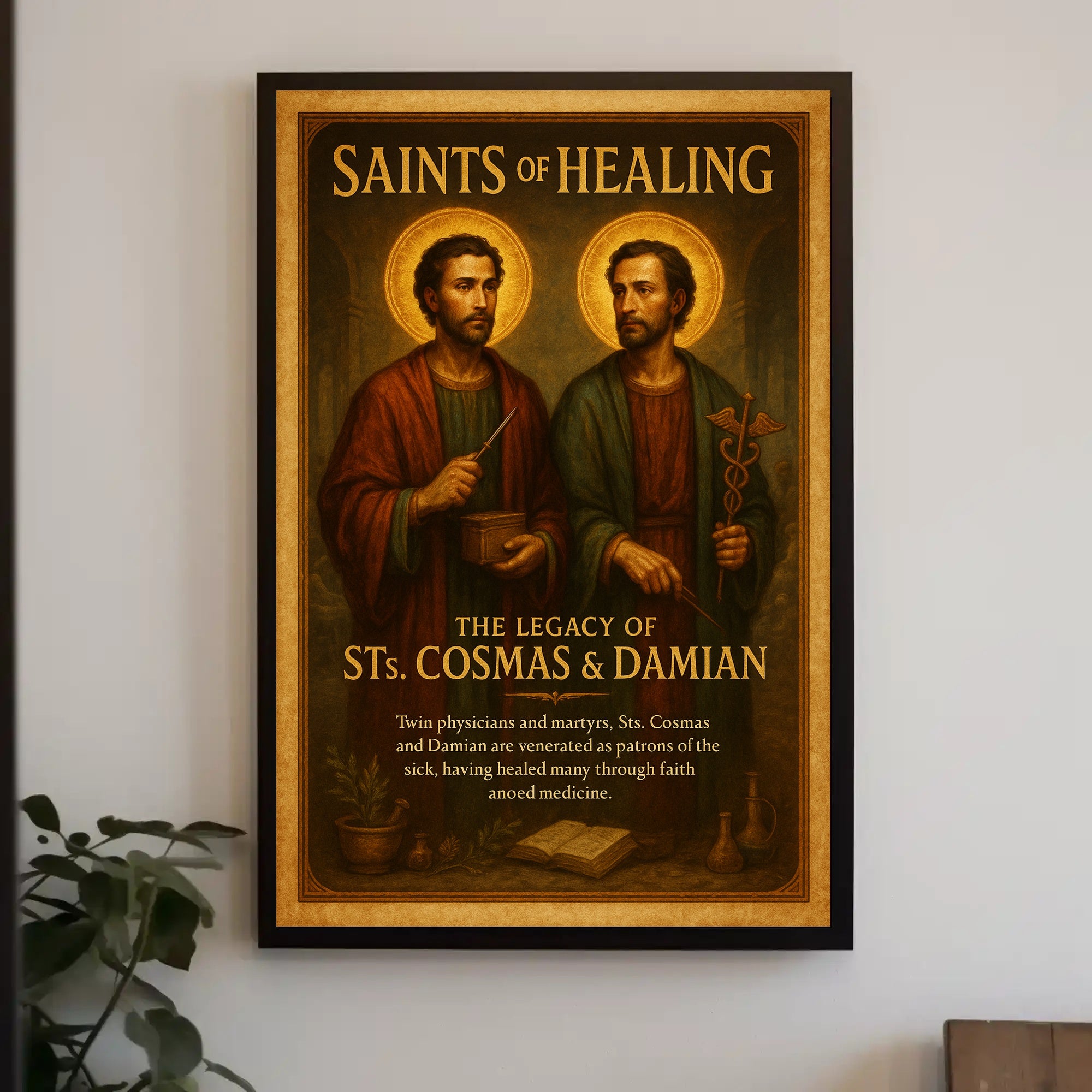 Saints Cosmas and Damian Vintage Spiritual Heritage Poster PosterGoat