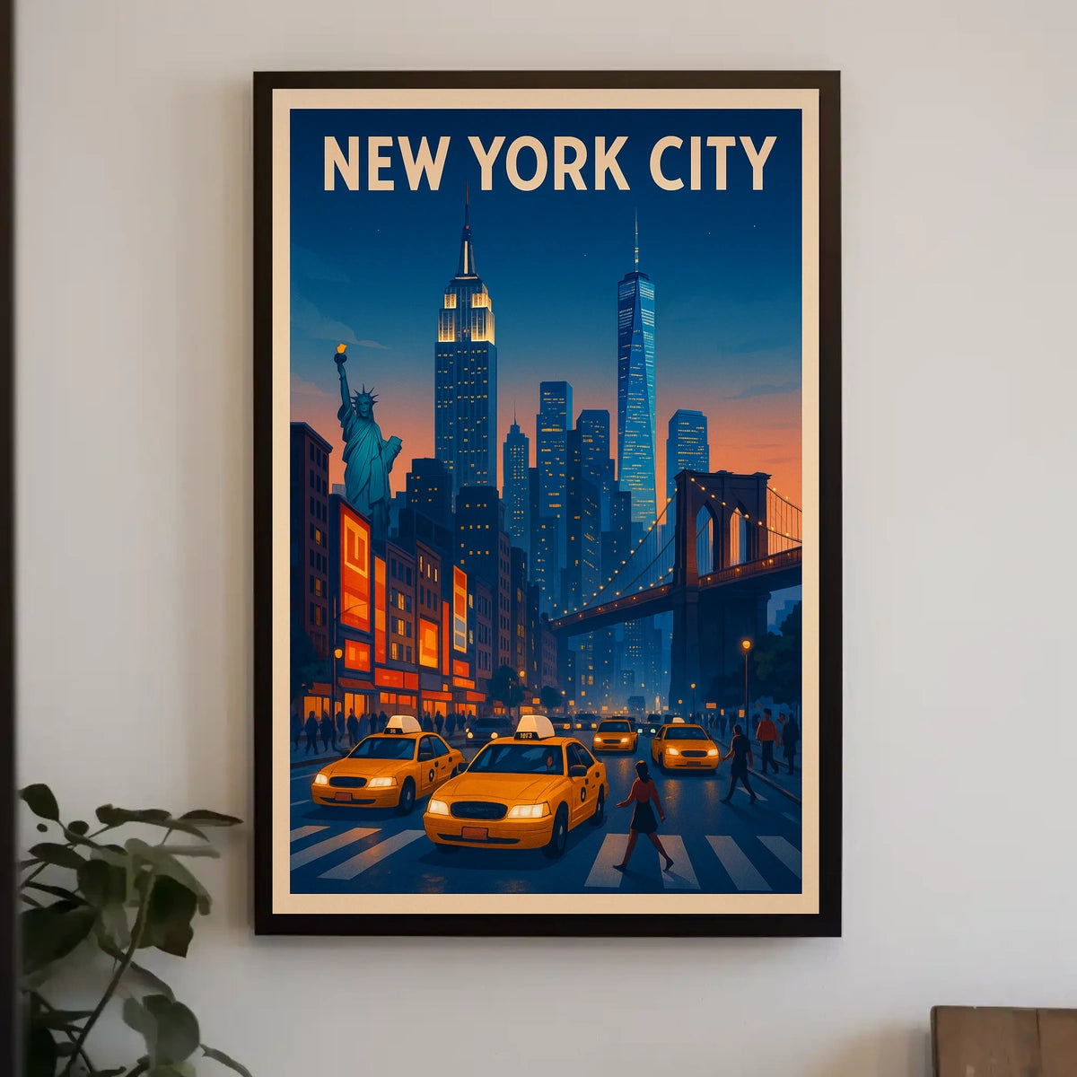New York City Skyline Twilight Poster Modern Wall Art