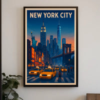 New York City Skyline Twilight Poster Modern Wall Art
