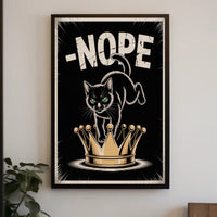 Cheeky Black Cat On Golden Crown Animal Poster