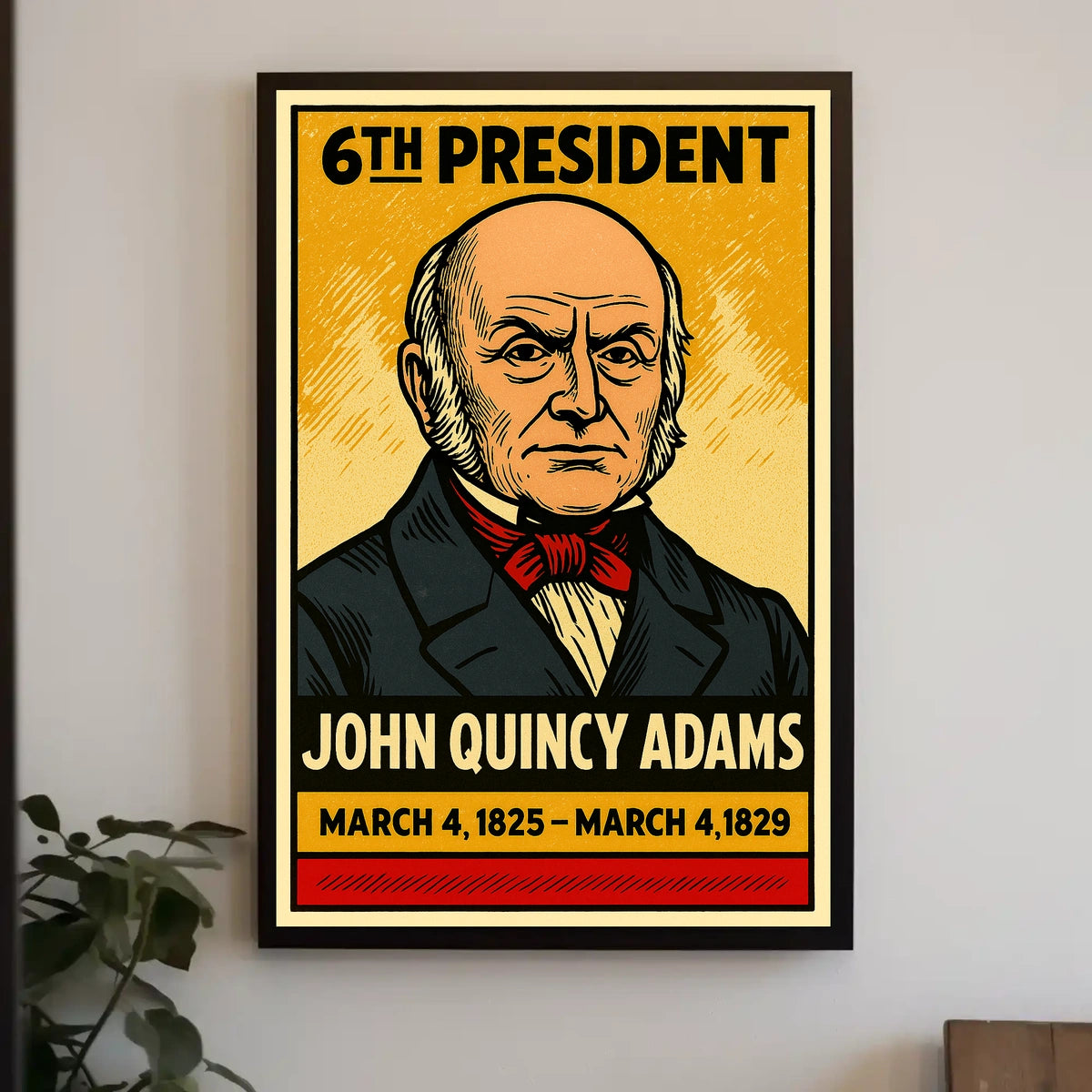 John Quincy Adams 6th President of the United States Inked Comic Style Poster