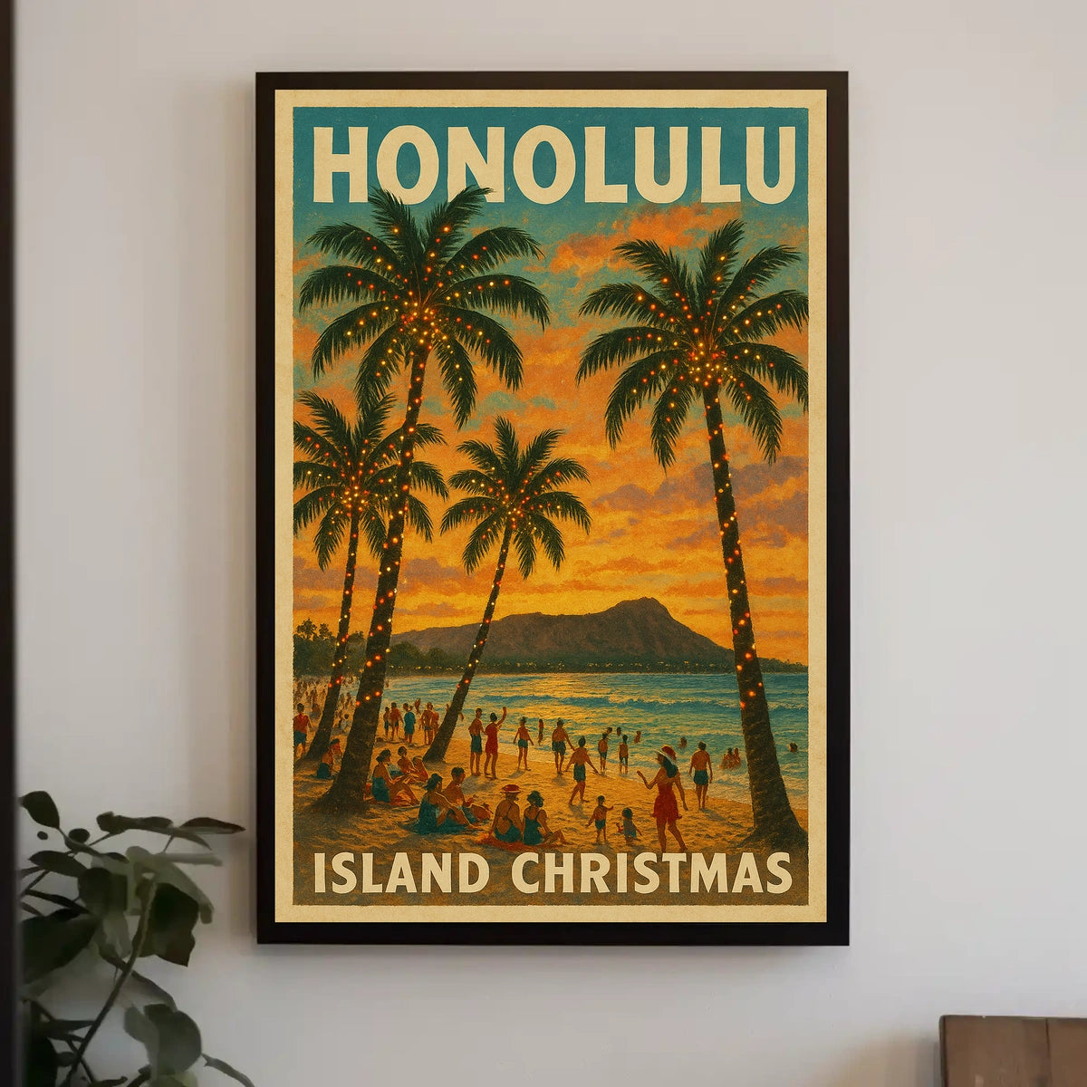 Island Christmas in Honolulu Poster