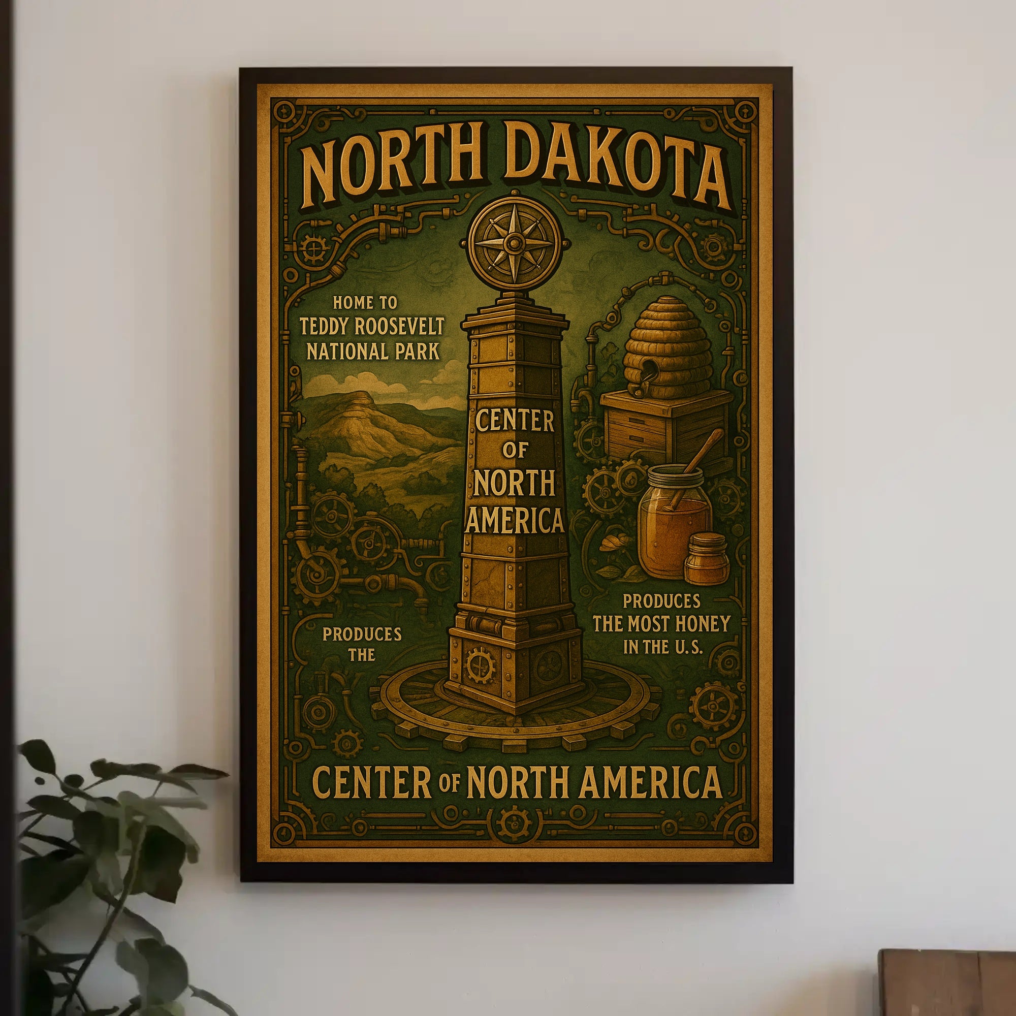 North Dakota Center of North America Poster