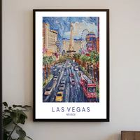 Las Vegas Cityscape Vibrant Watercolor Travel Poster PosterGoat