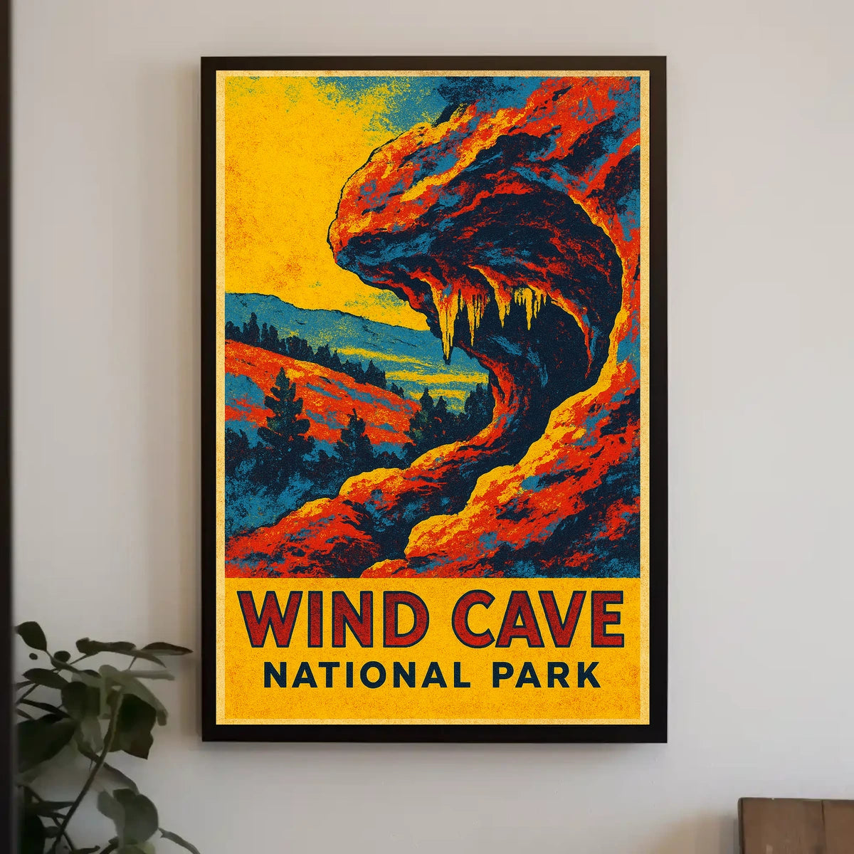 Wind Cave National Park Adventure Vintage Explorer Poster
