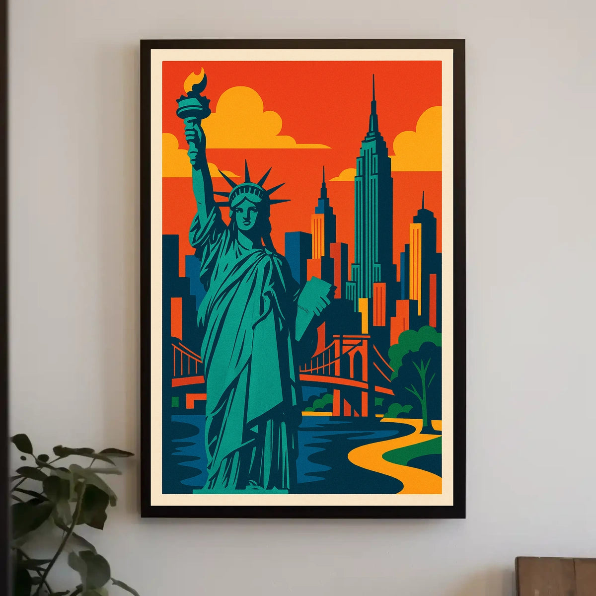 New York City Skyline Poster Modern Travel Wall Art