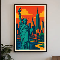 New York City Skyline Poster Modern Travel Wall Art