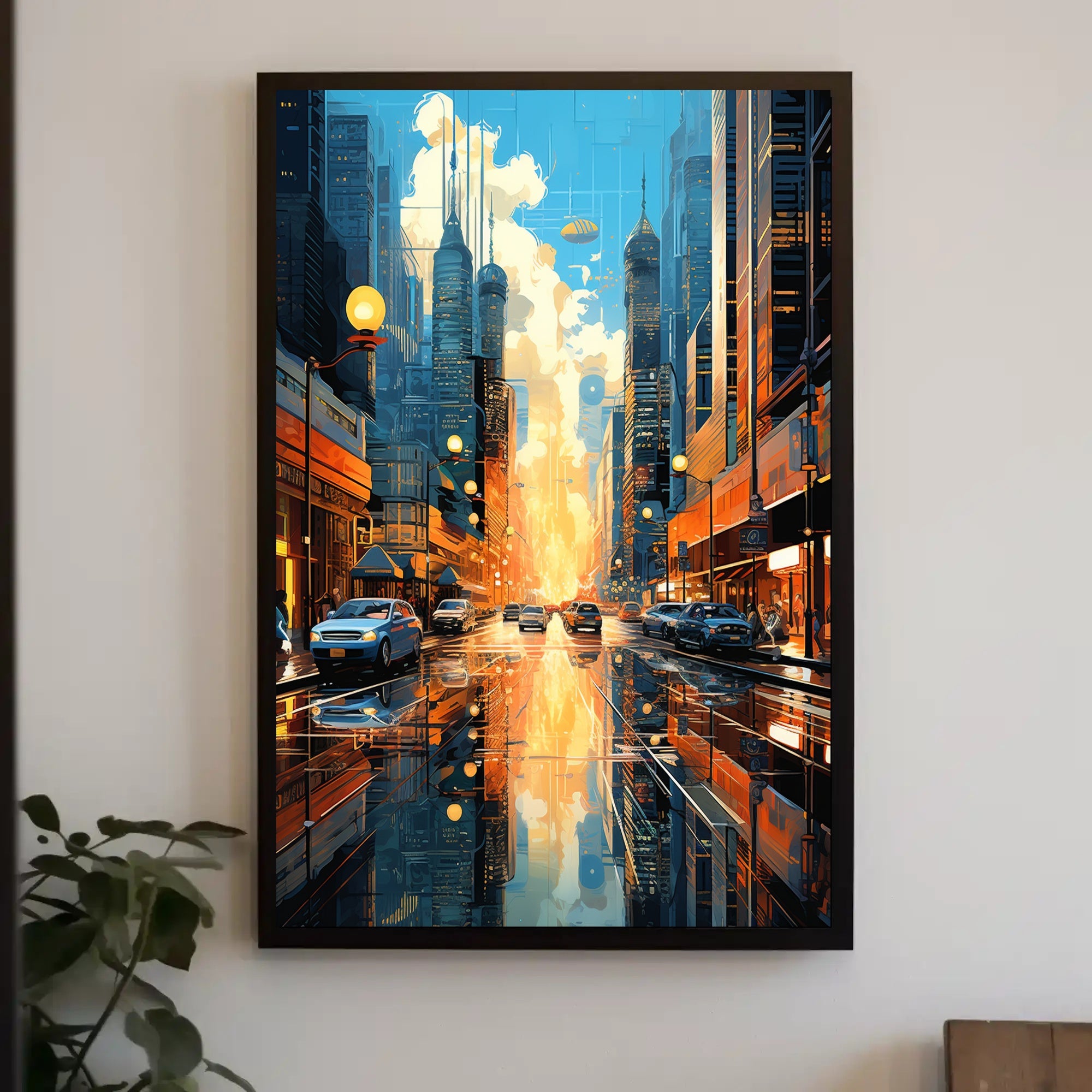 Futuristic Cityscape with Floating Vehicles Sci-Fi Poster