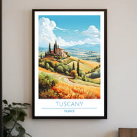 Tuscany Countryside Vintage Travel Poster: Serene Italian Landscape
