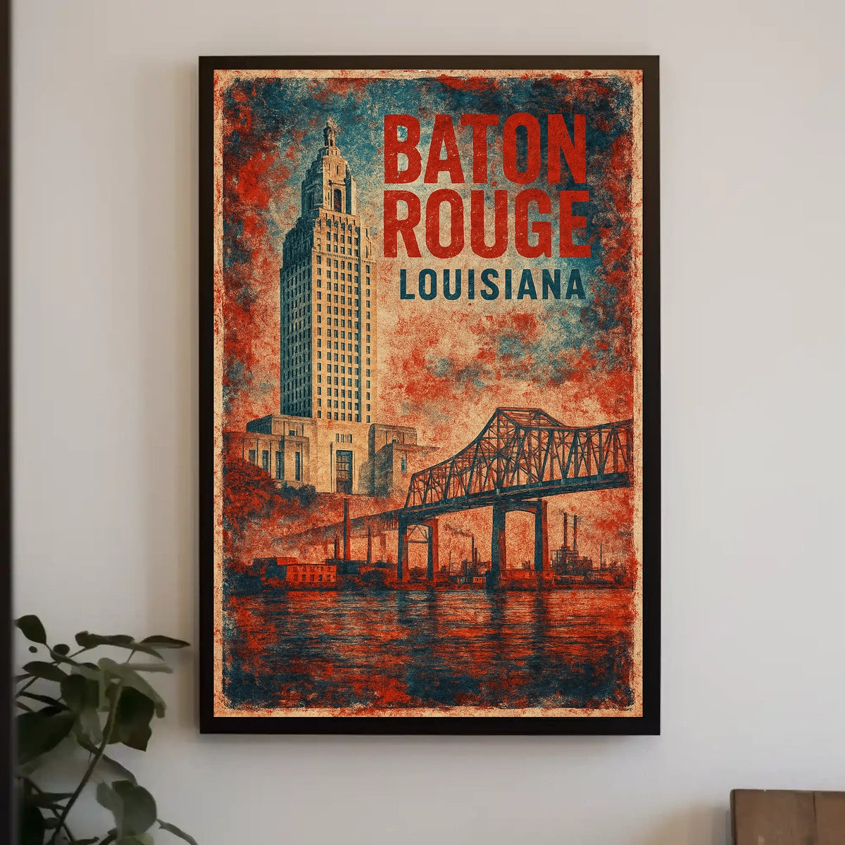 Baton Rouge Skyline Minimalist Wanderlust Poster