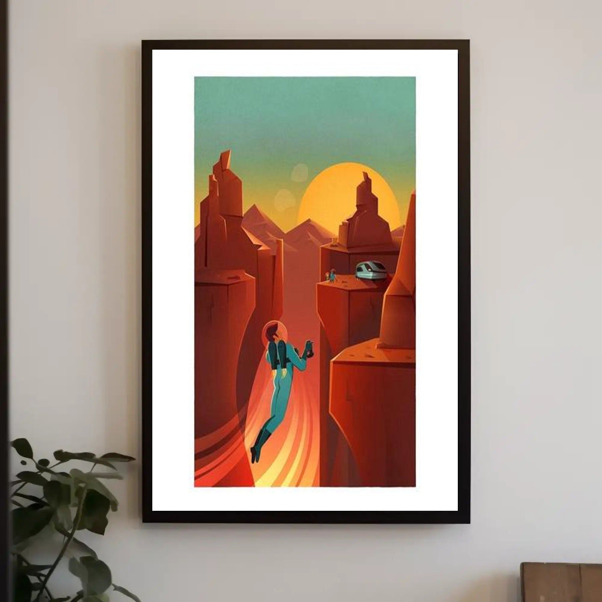 Futuristic Canyon Exploration Poster PosterGoat