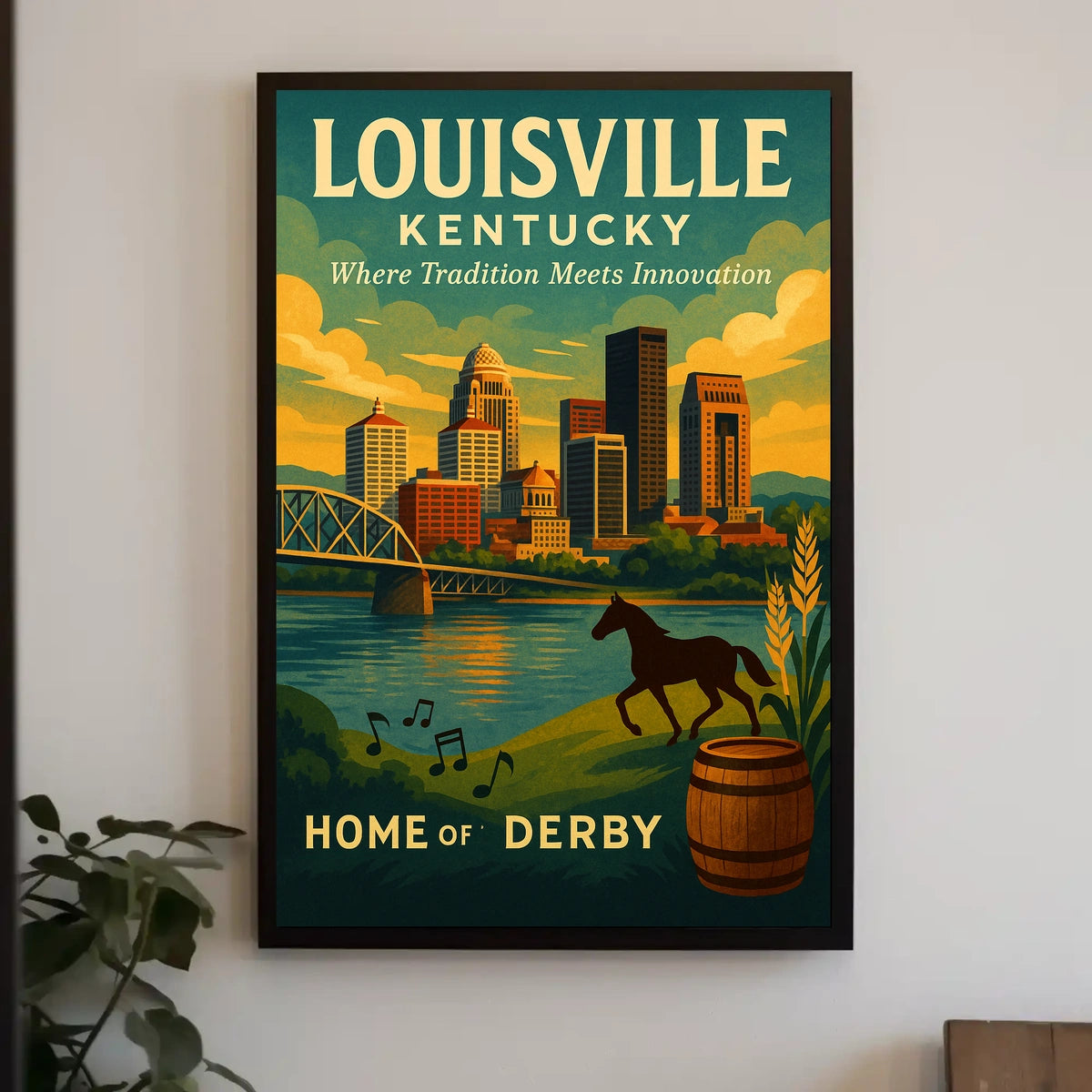 Louisville Derby Iconic Skyline Heritage Travel Souvenir Culture Wall Art Timeless Poster