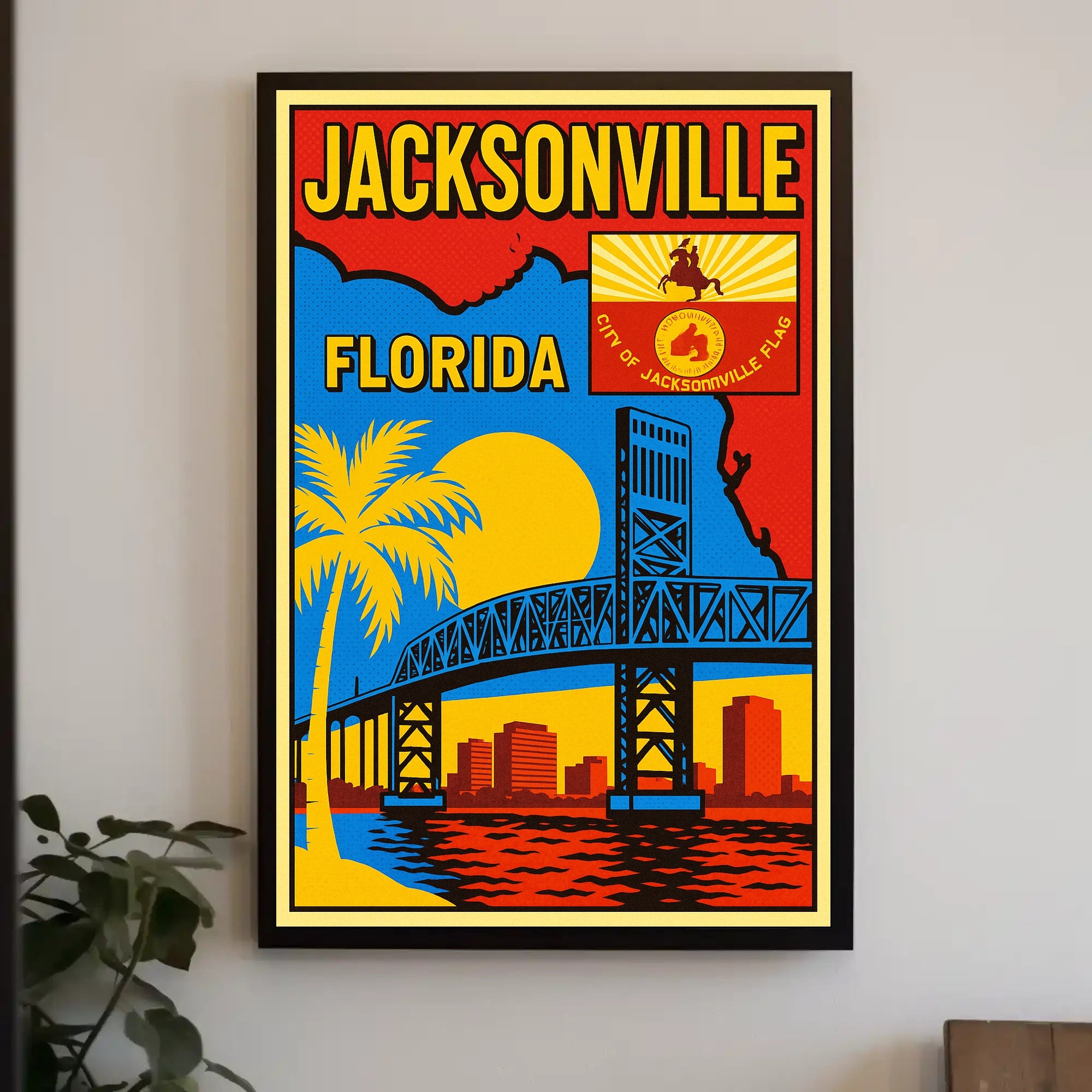 Jacksonville, Florida Cityscape Art Poster PosterGoat