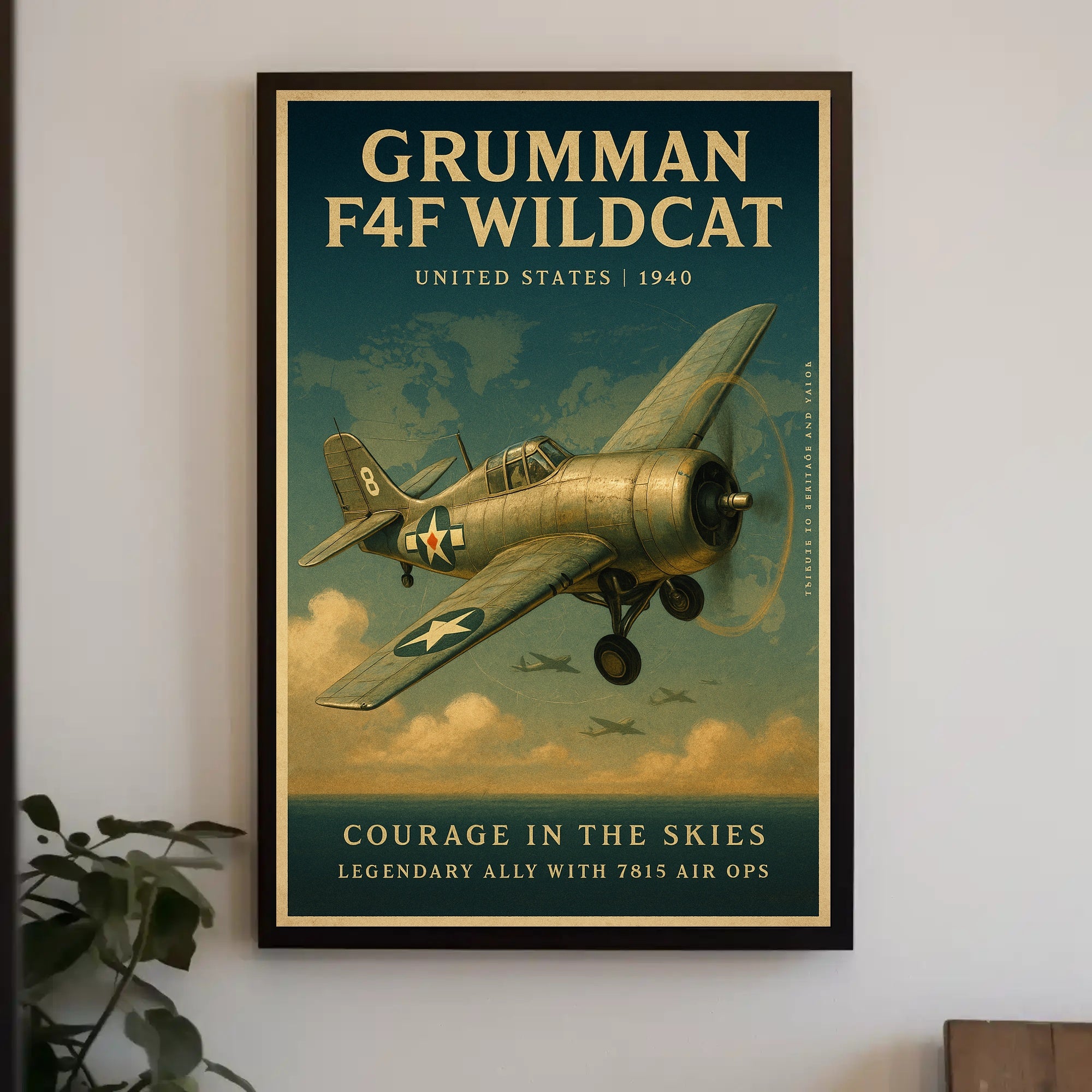 Grumman F4F Wildcat Vintage Aviation Poster Print