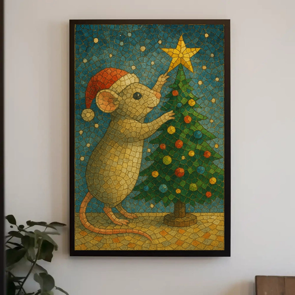 Holiday Mouse and Christmas Tree Poster