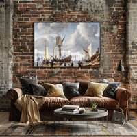 Maritime Adventure in a Bustling Historical Harbor Poster