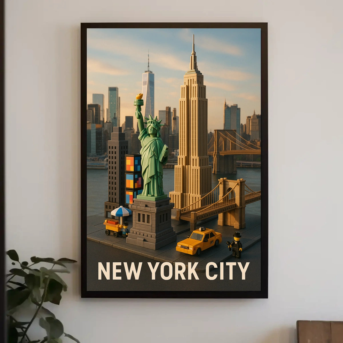 New York City Lego Art Poster Abstract Playful Wall Art
