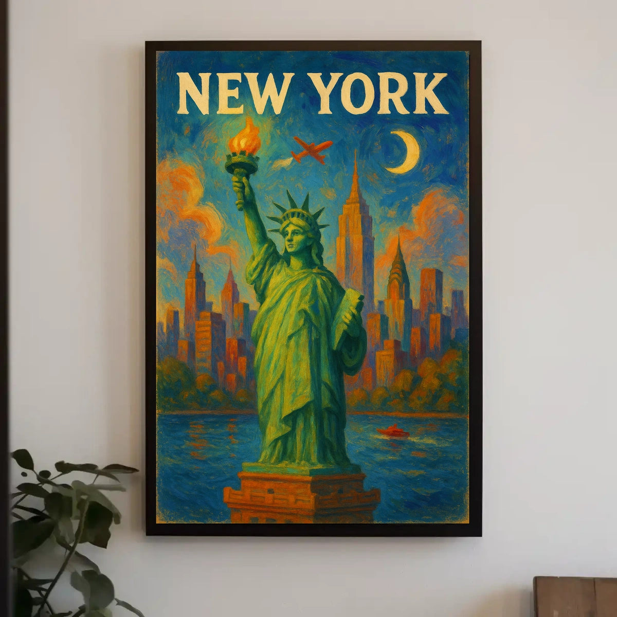 New York Skyline With Statue Of Liberty Poster