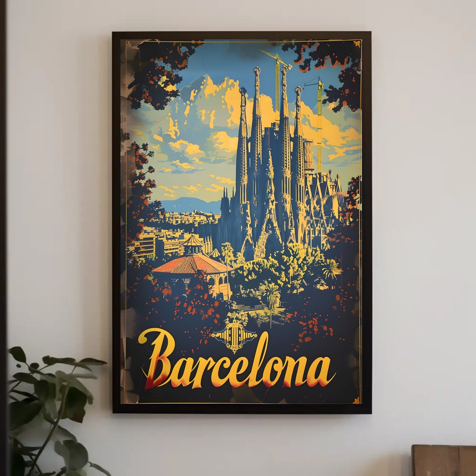 Barcelona's La Sagrada Familia Vintage Travel Poster