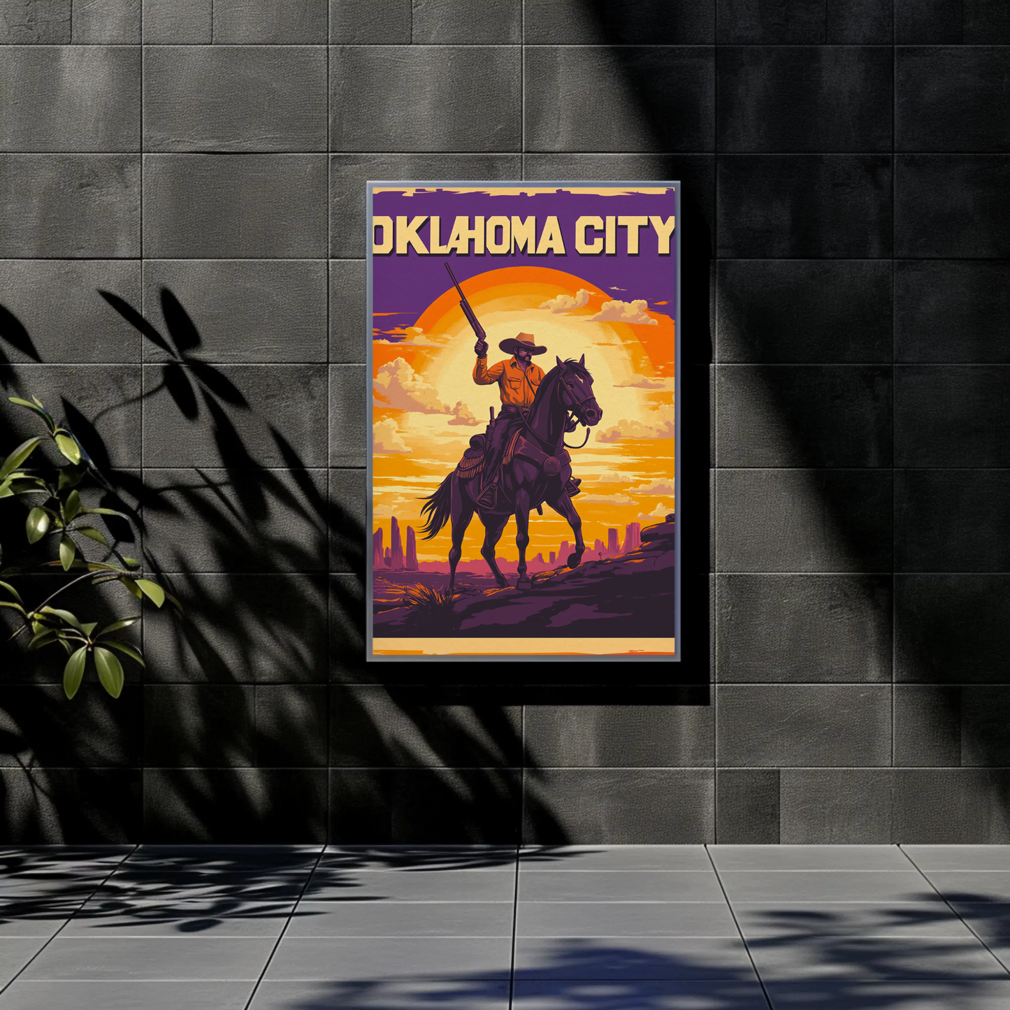 Oklahoma City Cowboy Vintage Poster