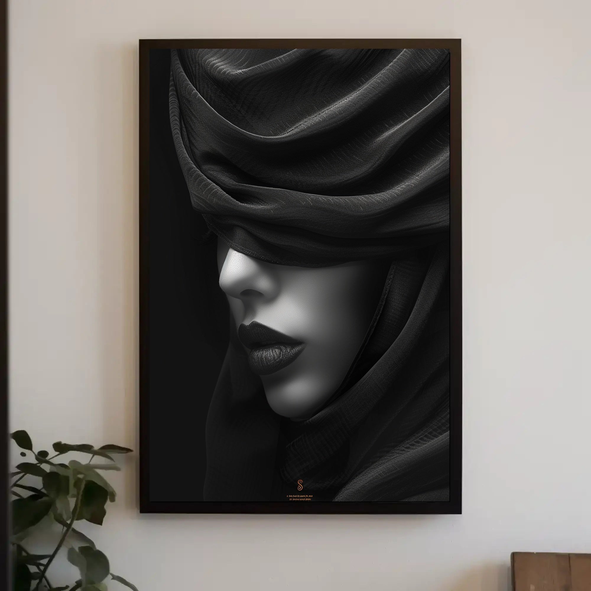 Elegant Veiled Portrait: Modern Artistic Poster PosterGoat