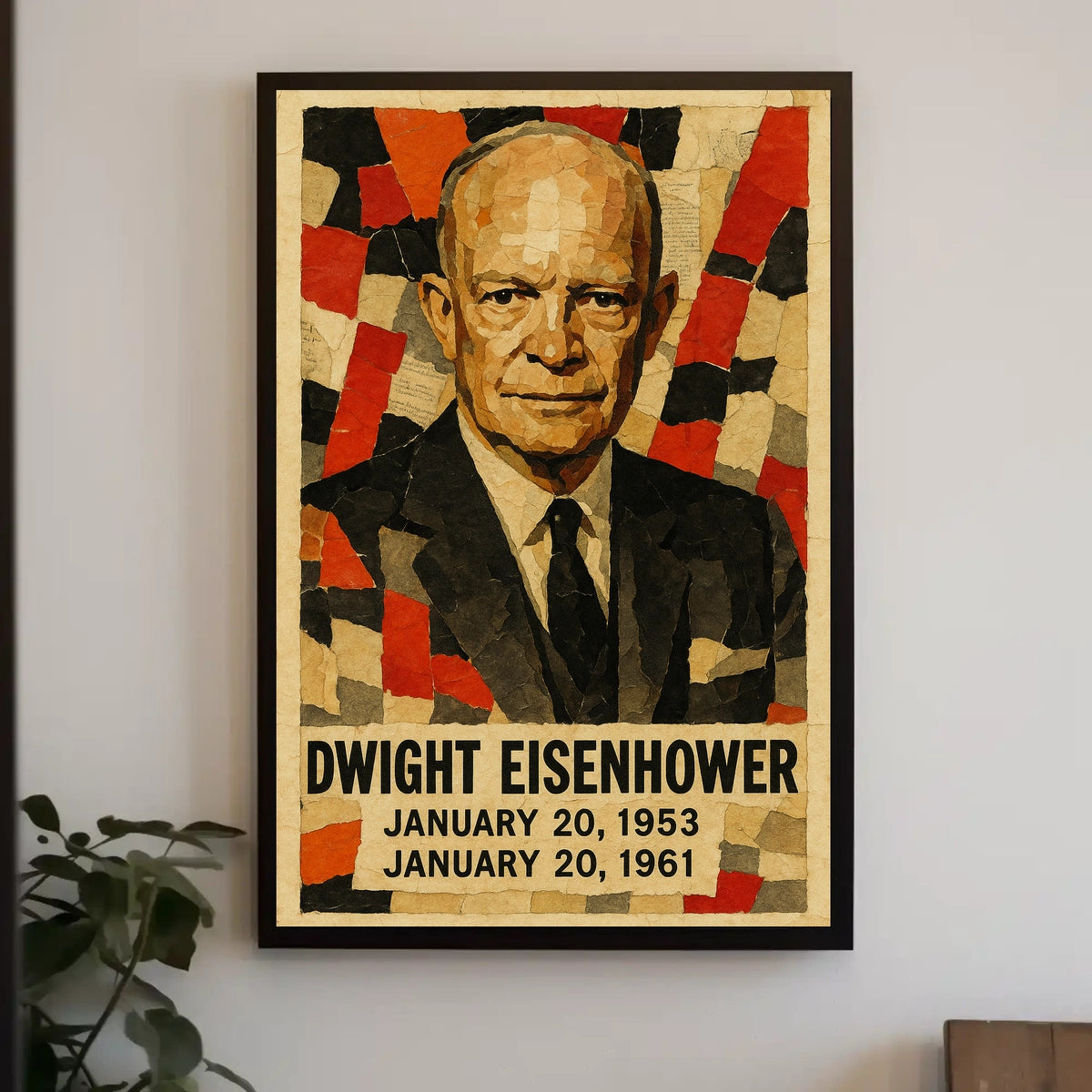 Dwight D. Eisenhower 34th President of the United States Layered paper Collage Poster