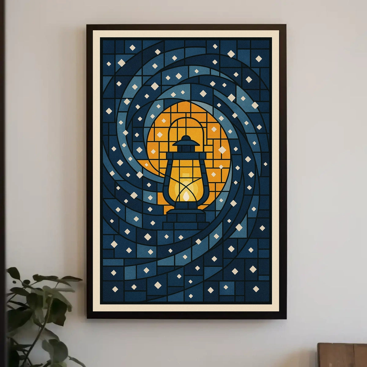 Lantern In The Night Sky Poster