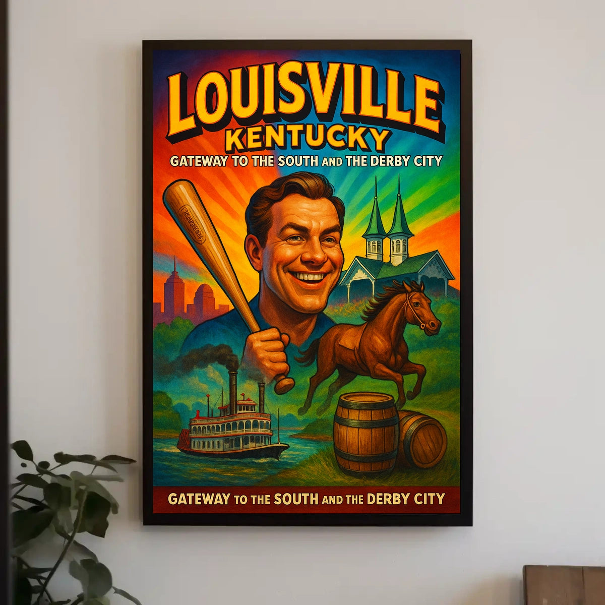 Louisville Kentucky Gateway Southern Cityscape Scenic Travel Wall Art Souvenir Poster