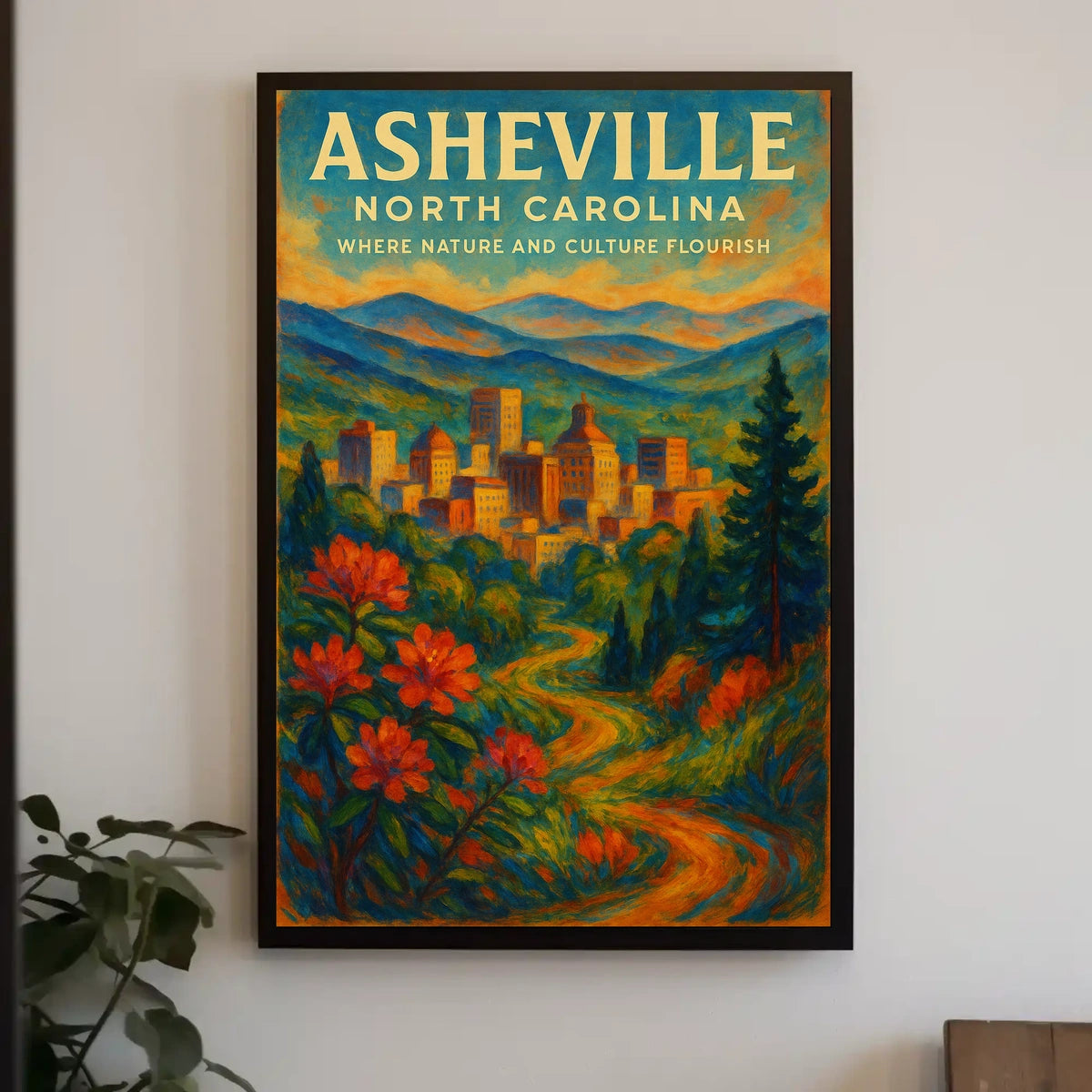Asheville Nature and Culture Flourish Poster Home Decor