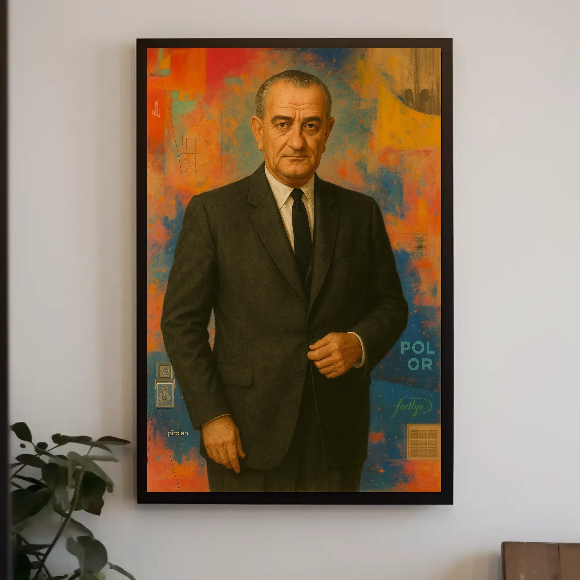 Sophisticated Portrait with Abstract Background Artistic Poster