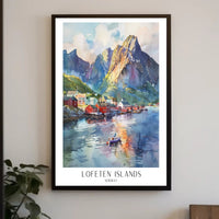 Lofoten Islands Watercolor Travel Poster PosterGoat